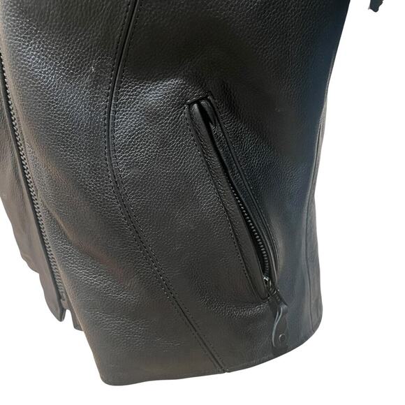 Unik Leather Jacket Womens Small Black Quilted Zip Off Lined Biker Moto Zip - Picture 10 of 15